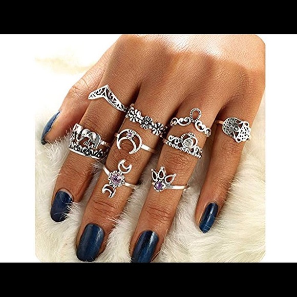 10 pc set knuckle boho rings - Picture 2 of 3